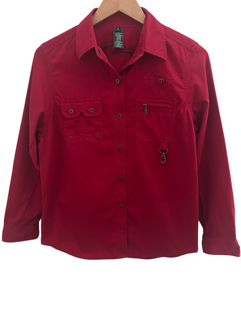 Vintage Lauren Ralph Lauren Red Utility Safari Shirt Y2K Medium